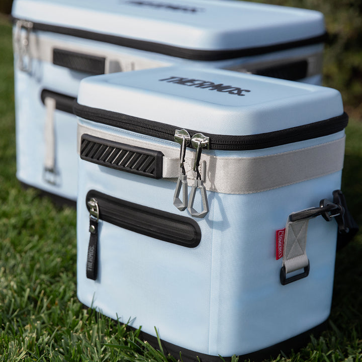12 Can Icon Cooler, angled side view, in Glacier.