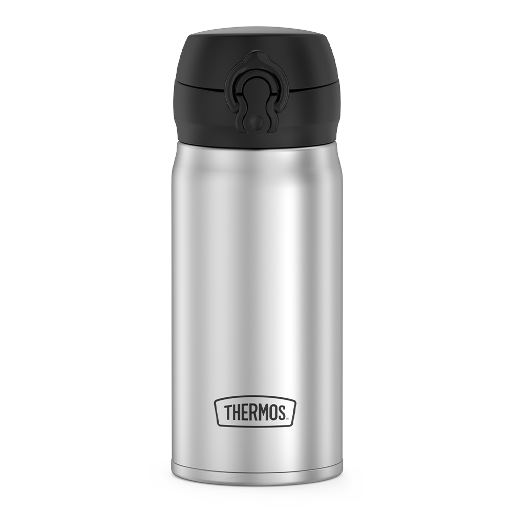 12oz Stainless Steel Direct Drink Bottle, Stainless Steel, front view.