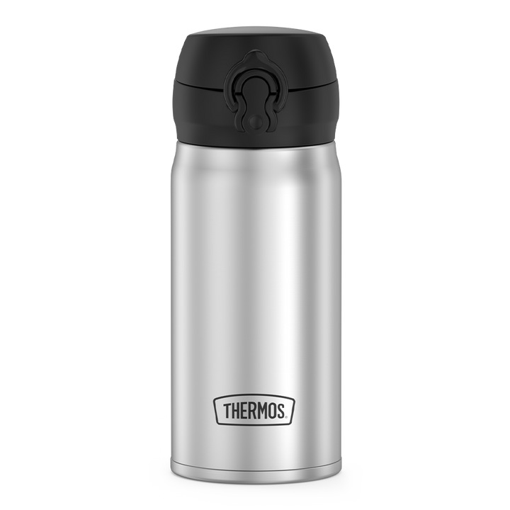 12oz Stainless Steel Direct Drink Bottle, Stainless Steel, front view.