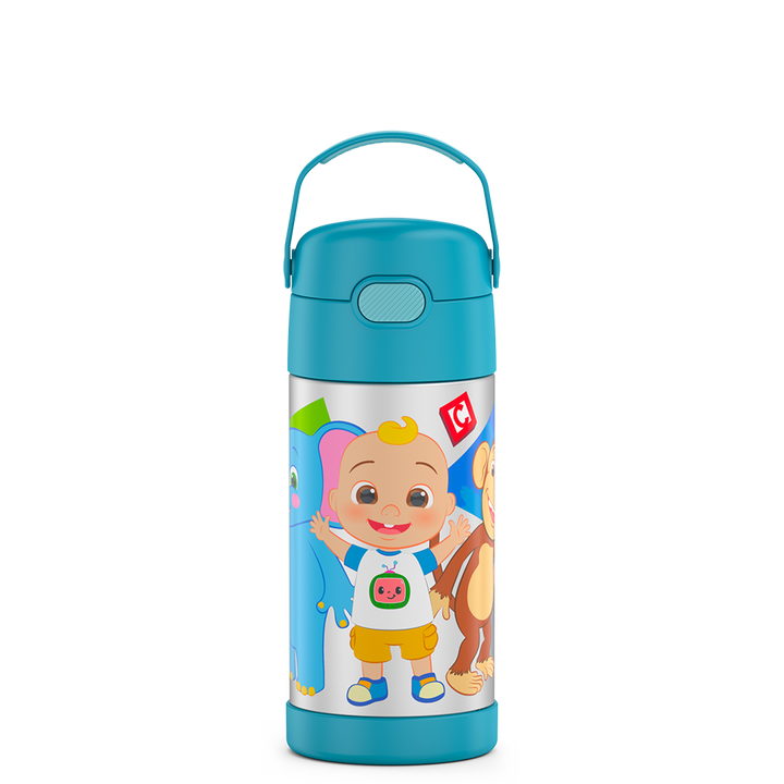12 ounce Funtainer water bottle, CoComelon.