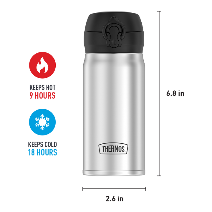 12oz Stainless Steel Direct Drink Bottle, Stainless Steel, 9 hours hot, 18 hours cold.
