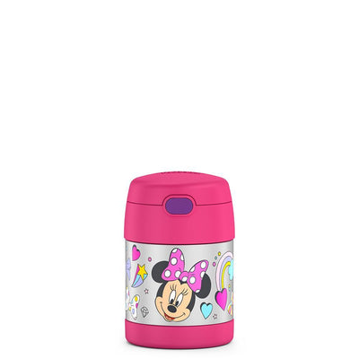 10 ounce Funtainer food jar, Minnie Mouse smiling.