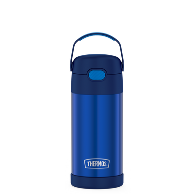 12 ounce Funtainer water bottle, navy blue.