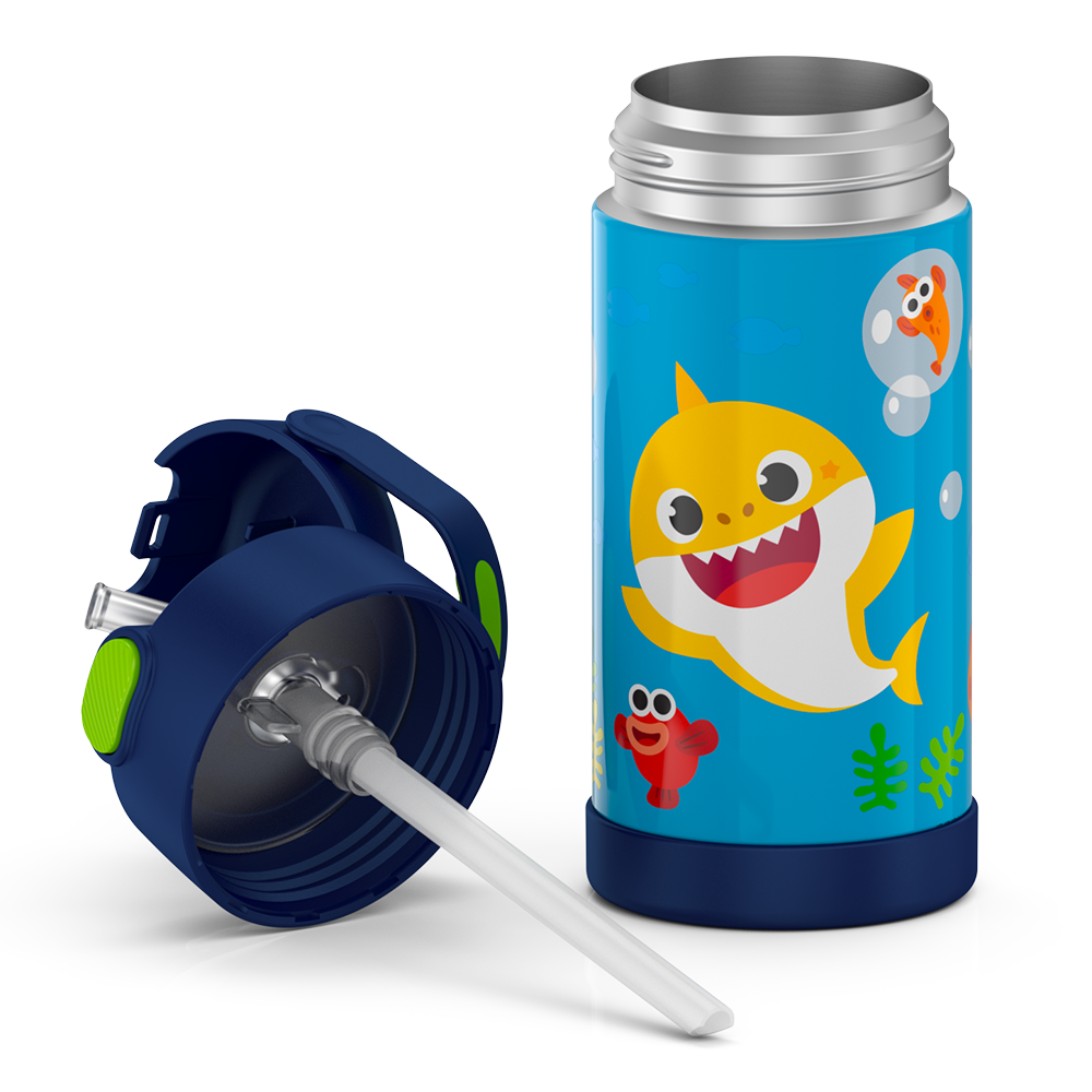 12 ounce Funtainer water bottle, Baby Shark, unassembled.