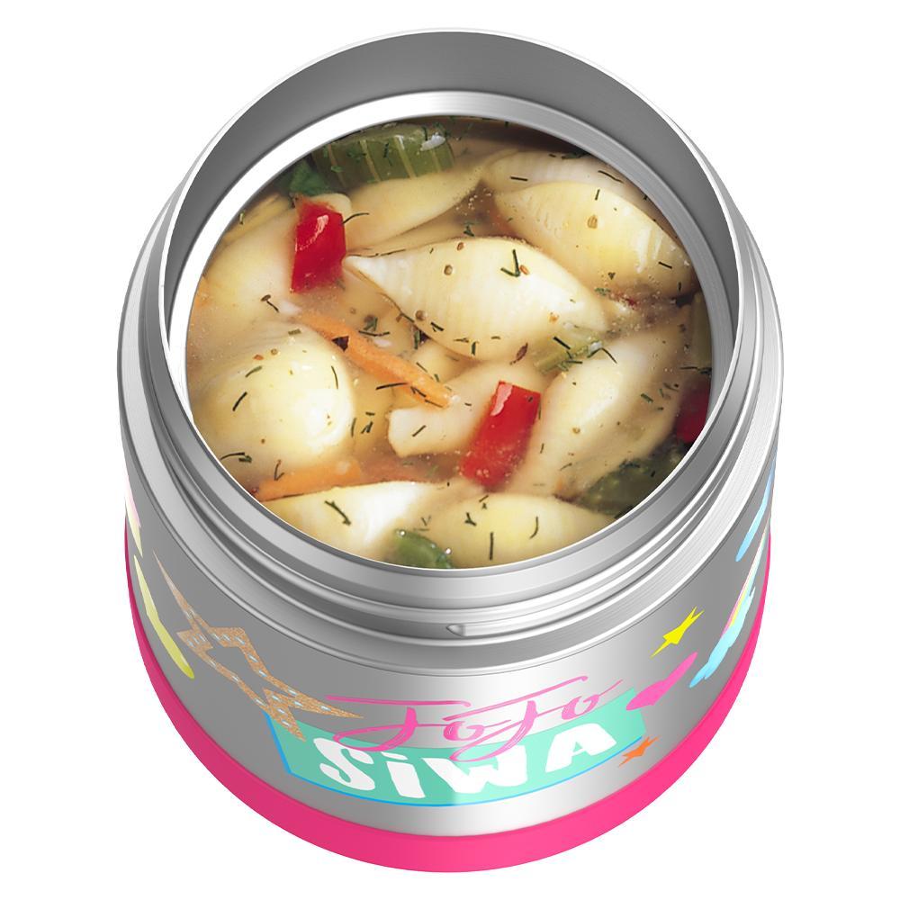 10 ounce Funtainer food jar, JoJo Siwa with noodle soup inside.