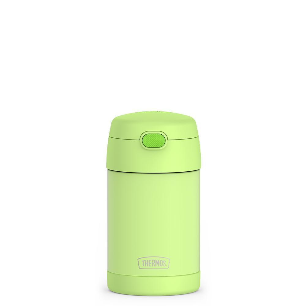 16 ounce Kids Food Jar, front view, Neon Lime.