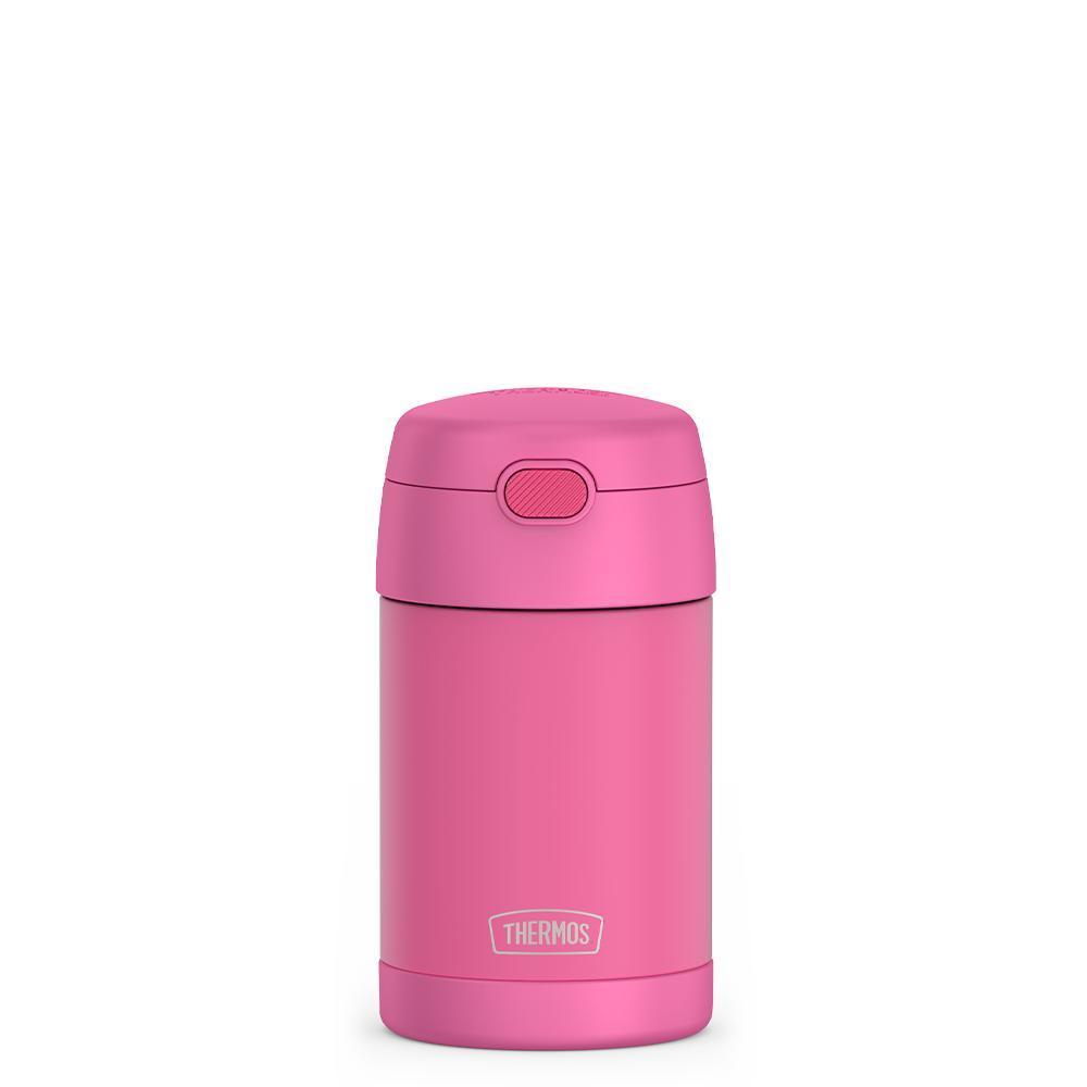 16 ounce Kids Food Jar, front view, Neon Pink.