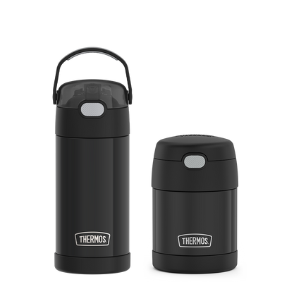 12oz FUNTAINER® WATER BOTTLE + 10OZ FUNTAINER® FOOD JAR BUNDLE (BLACK)