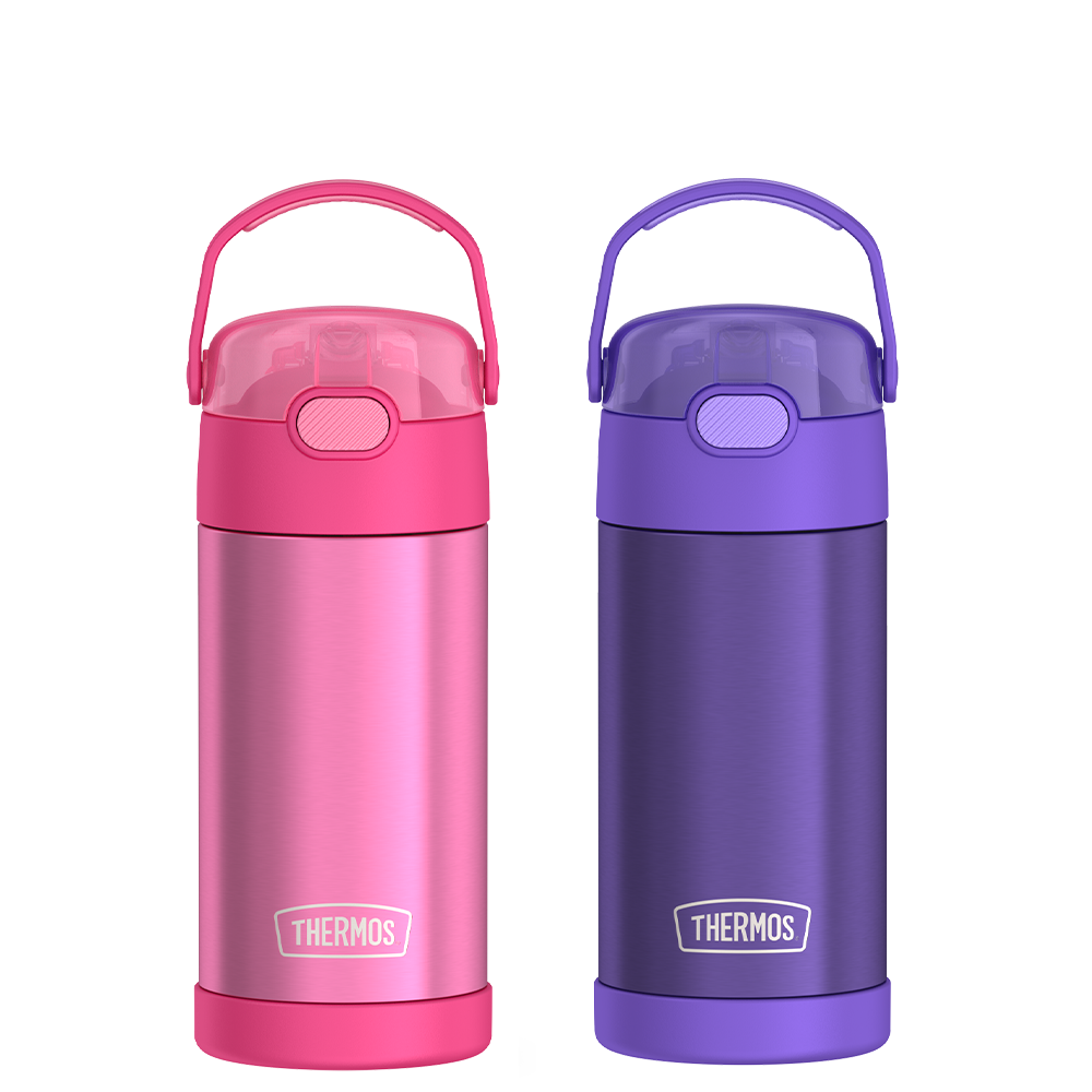 12oz FUNTAINER® WATER BOTTLE BUNDLE - PINK + PURPLE