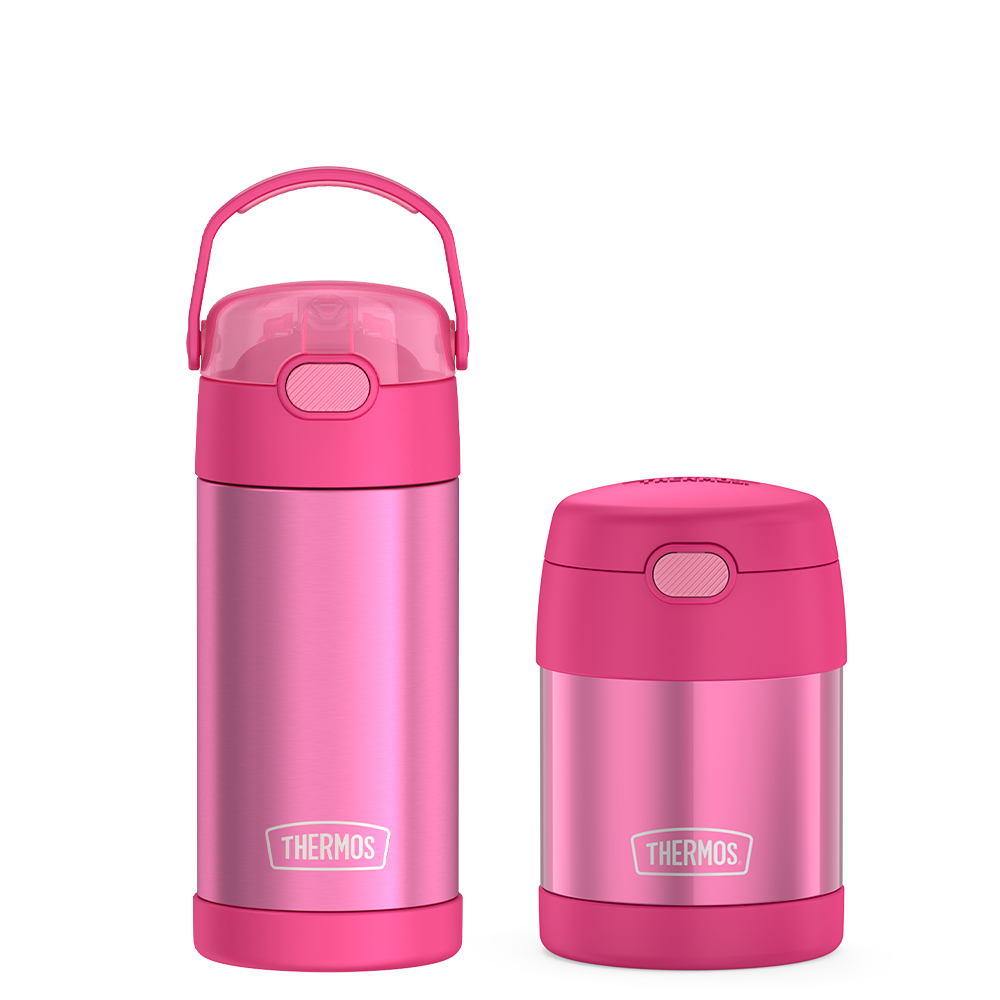 12oz FUNTAINER® WATER BOTTLE + 10OZ FUNTAINER® FOOD JAR BUNDLE - PINK