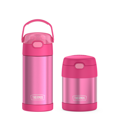 12oz FUNTAINER® WATER BOTTLE + 10OZ FUNTAINER® FOOD JAR BUNDLE - PINK