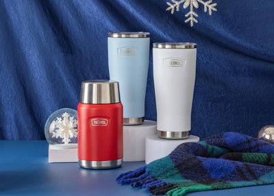 Thermos products for commuters featuring travel tumblers and food jar.