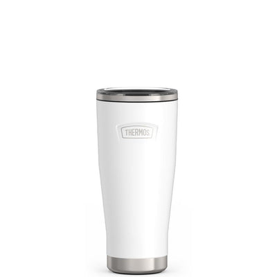 Thermos 18 ounce Stainless Steel Tumbler with slide lock lid, front view, Snow White.