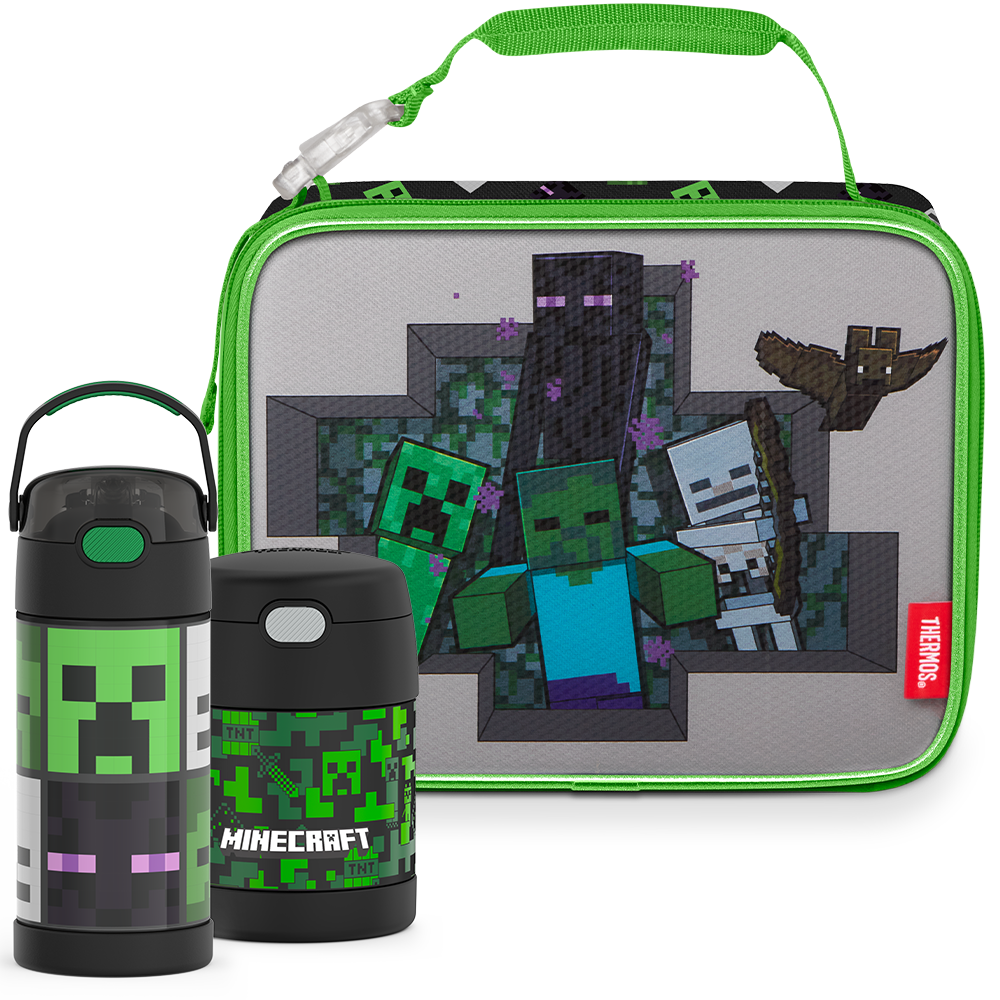 Minecraft Bundle - Soft Lunch Box, 12oz FUNtainer® Bottle & 10oz FUNtainer® Food Jar
