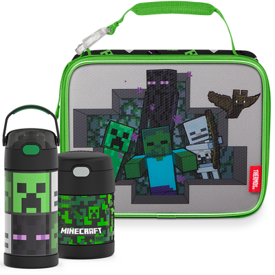 Minecraft Bundle - Soft Lunch Box, 12oz FUNtainer® Bottle & 10oz FUNtainer® Food Jar