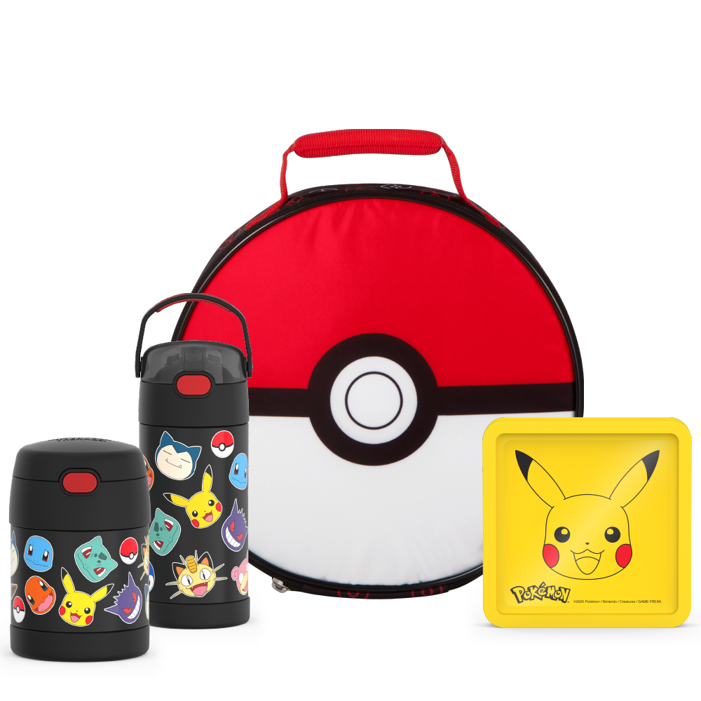 Pokémon Bundle - Novelty Lunch Box, 12oz FUNtainer® Water Bottle, 10oz FUNtainer® Food Jar &amp; Hard Ice