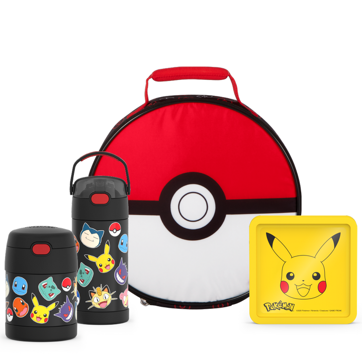Pokémon Bundle - Novelty Lunch Box, 12oz FUNtainer® Water Bottle, 10oz FUNtainer® Food Jar &amp; Hard Ice
