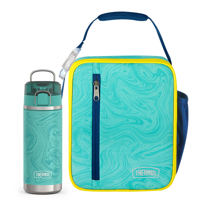 Teal Marble Upright & 18oz Icon™ Kids Water Bottle Bundle