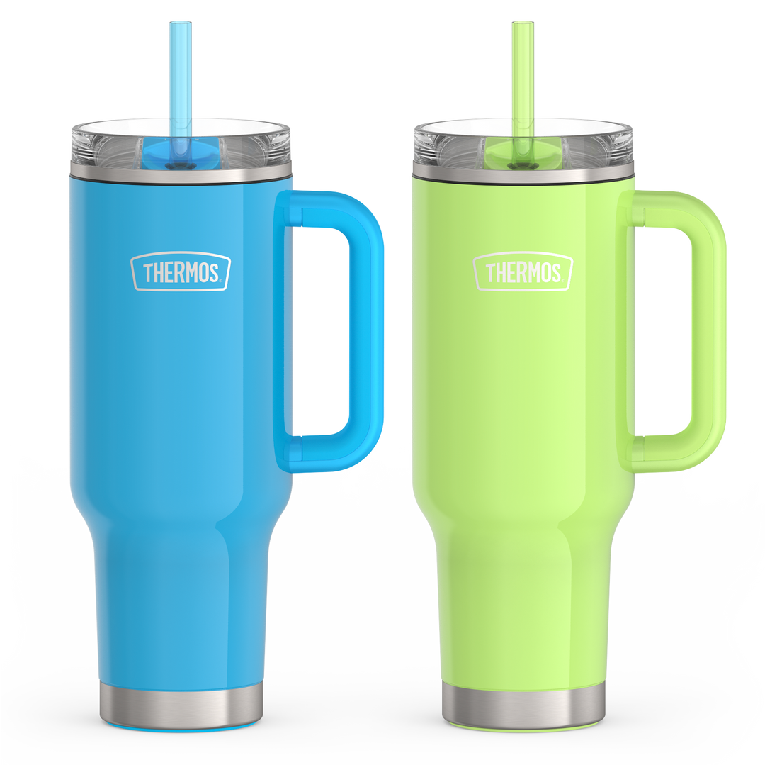 40oz Glossy Cup Holder Mug Bundle - Bright Blue & Lime