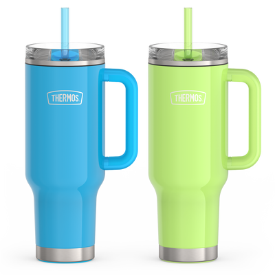 40oz Glossy Cup Holder Mug Bundle - Bright Blue & Lime