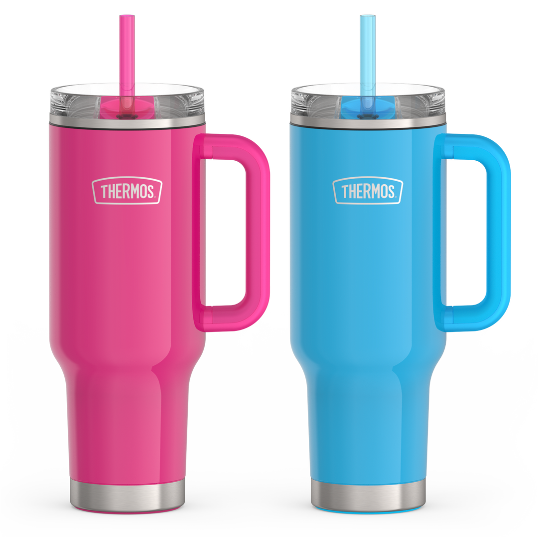 40oz Glossy Cup Holder Mug Bundle - Hot Pink & Bright Blue