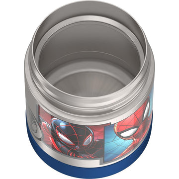 thermos funtainer 10 ounce stainless steel vacuum insulated kids food jar  with spoon, spider-man