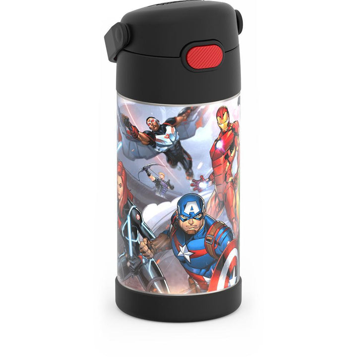 12 ounce Funtainer water bottle, side view, avengers.