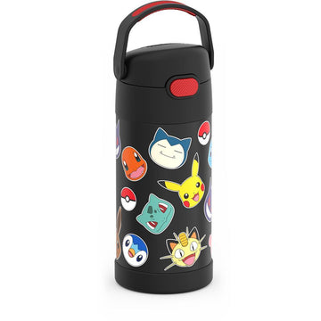 Thermos Kids Stainless Steel Vacuum Insulated Funtainer Straw Bottle,  Pokemon, 12 fl oz 