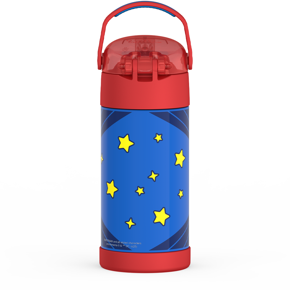THERMOS Funtainer Borraccia Bambini 350ml Con Cannuccia - Superman, Acciaio Inox Isolato