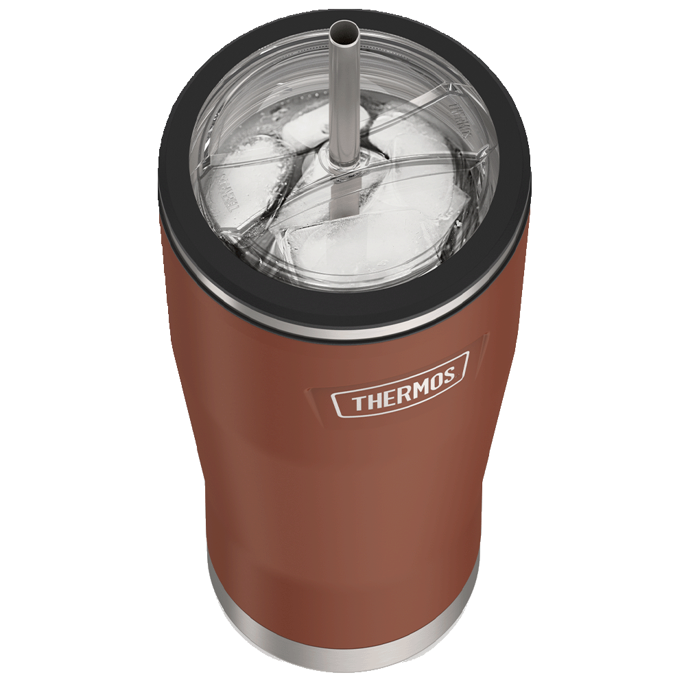 24oz ICON™ COLD TUMBLER WITH STRAW - SADDLE