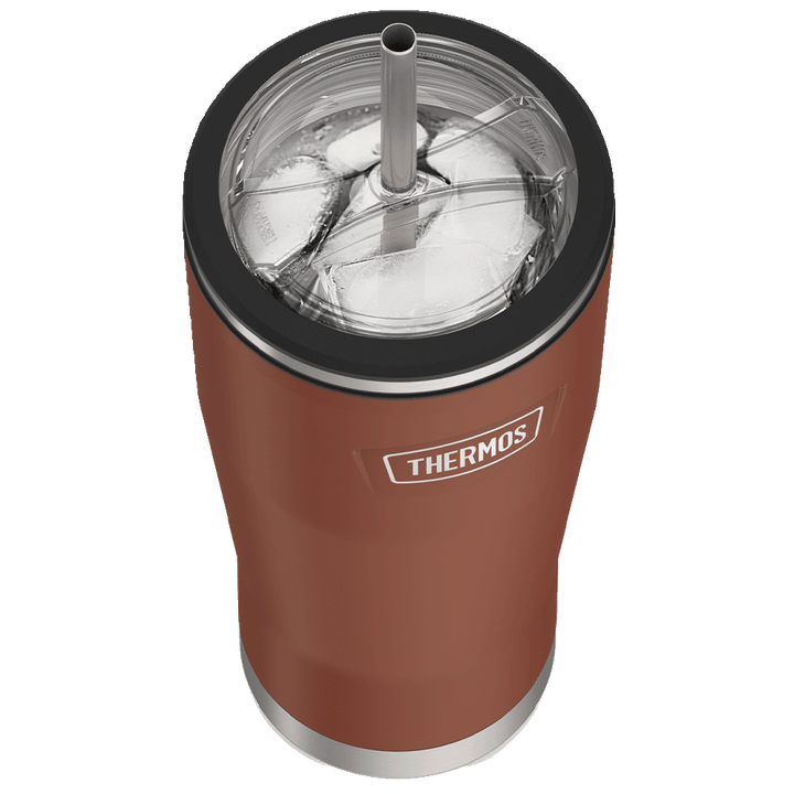 24oz ICON™ COLD TUMBLER WITH STRAW - SADDLE