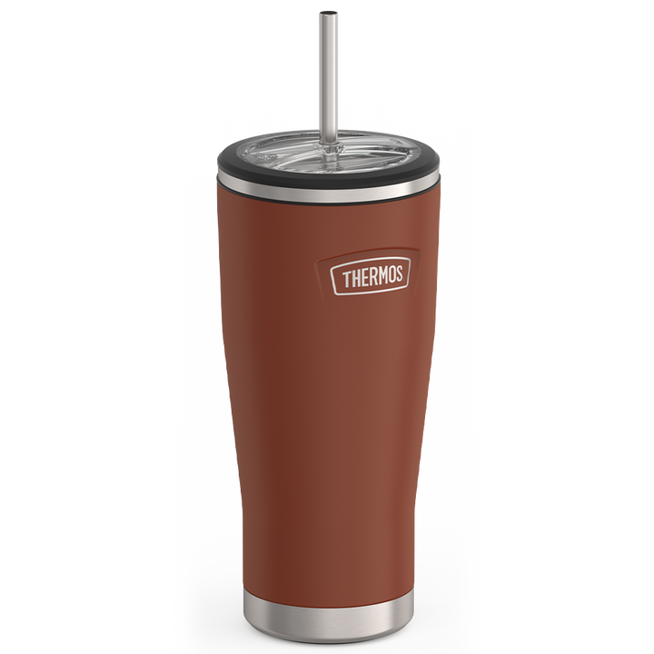24oz ICON™ COLD TUMBLER WITH STRAW - SADDLE
