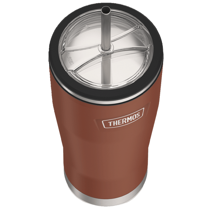24oz ICON™ COLD TUMBLER WITH STRAW - SADDLE