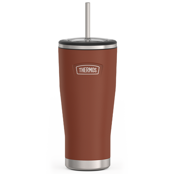 24oz ICON™ COLD TUMBLER WITH STRAW - SADDLE