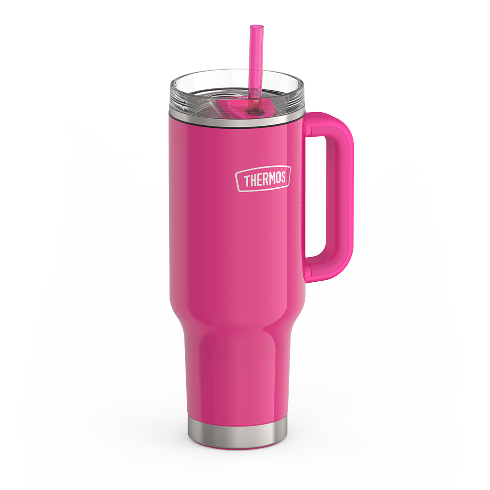 40oz STAINLESS STEEL CUP HOLDER MUG - HOT PINK