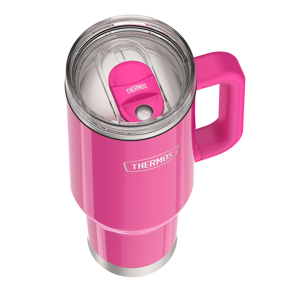 40oz STAINLESS STEEL CUP HOLDER MUG - HOT PINK