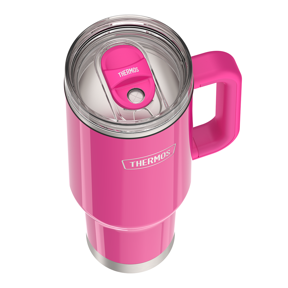 40oz STAINLESS STEEL CUP HOLDER MUG - HOT PINK