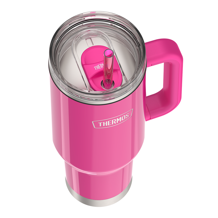 40oz STAINLESS STEEL CUP HOLDER MUG - HOT PINK