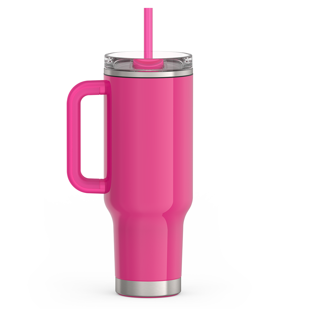 40oz STAINLESS STEEL CUP HOLDER MUG - HOT PINK