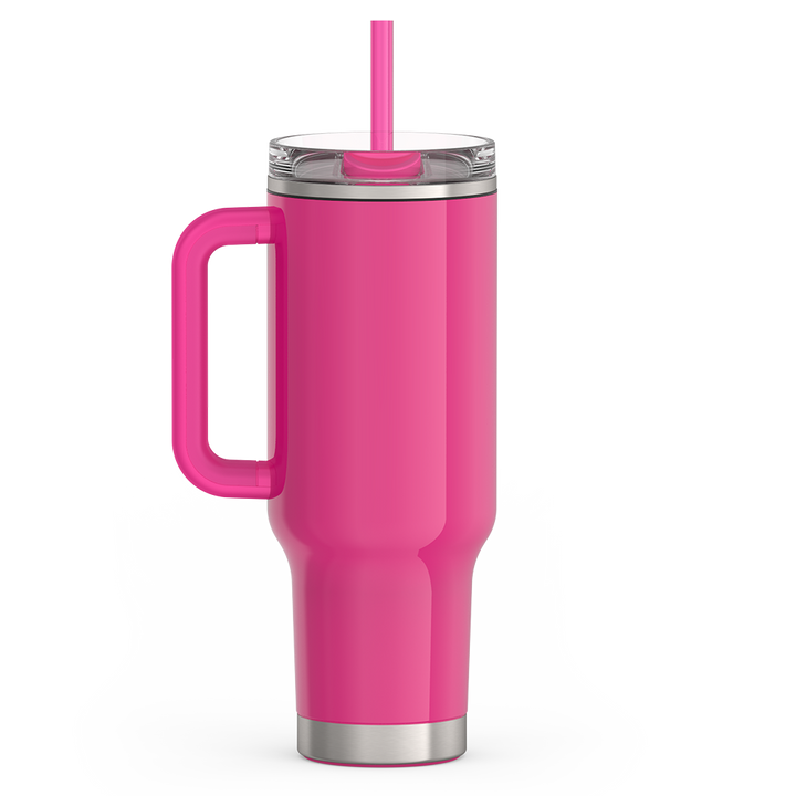 40oz STAINLESS STEEL CUP HOLDER MUG - HOT PINK
