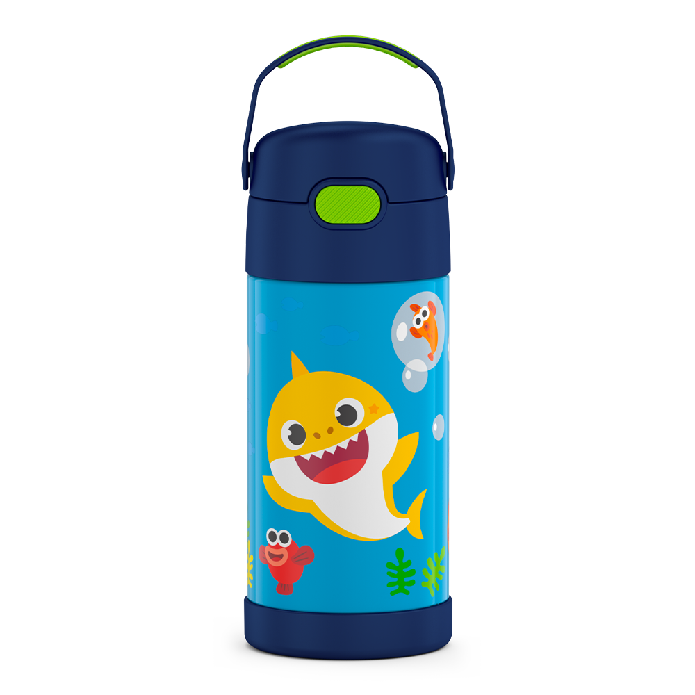 jarlson kids water bottle with straw - charli - insulated stainless steel water  bottle - thermos - girls/boys (shark 