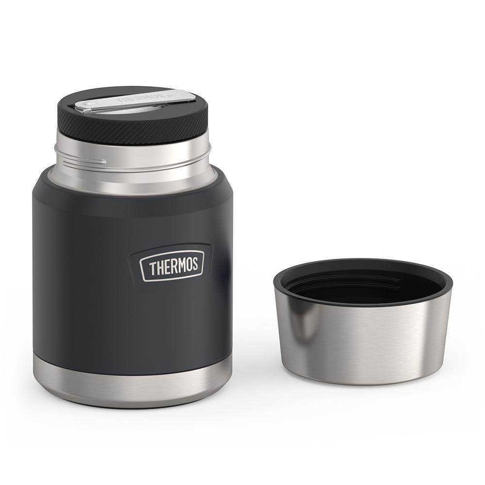THERMOS 10 oz WIDE MOUTH FOOD JAR Vacuum Insulated Stainless Steel Black  Silver