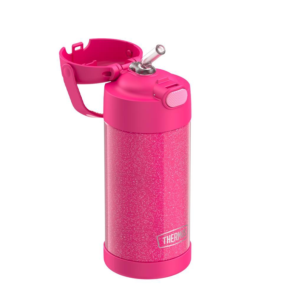  THERMOS FUNTAINER 12 Ounce Stainless Steel Vacuum Insulated Kids  Straw Bottle, Pink Glitter: Home & Kitchen