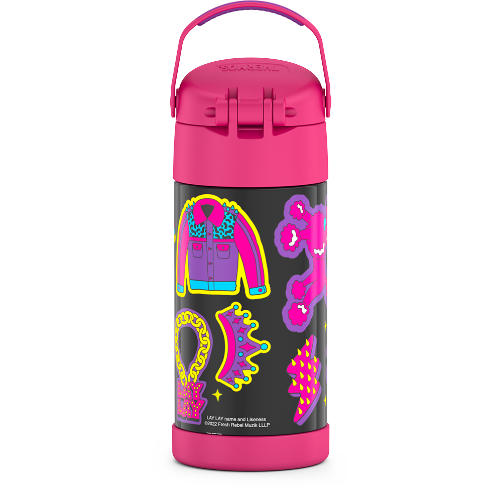 Thermos Funtainer 12 Ounce Stainless Steel Vacuum Insulated Kids Straw Bottle, Pink