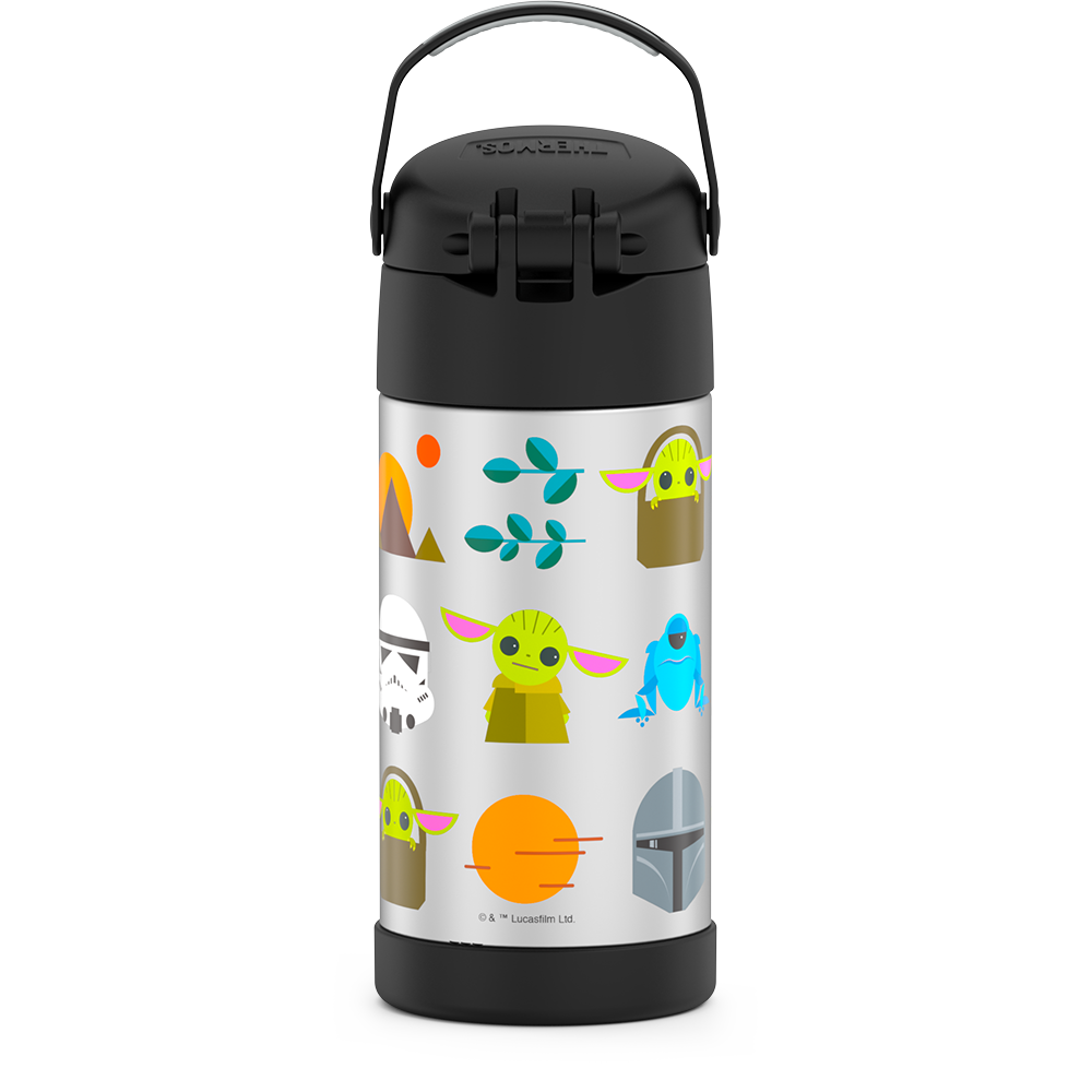 Thermos Kids Stainless Steel Vacuum Insulated Funtainer Straw Bottle,  Dinosaurs, 12oz 