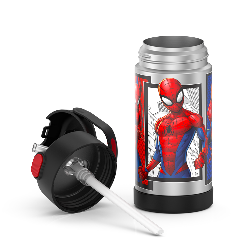 Thermos - Stainless Steel Insulated 12 Oz. Straw Bottle, Spiderman