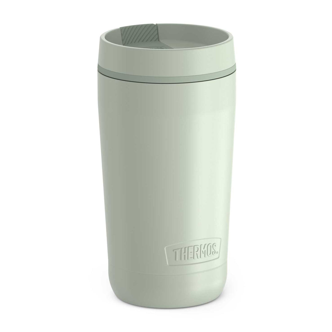 12 ounce alta tumbler, green, side view.